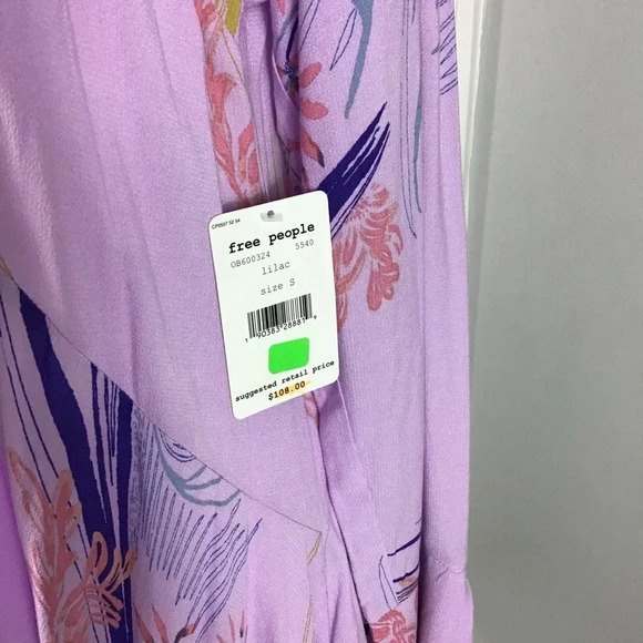 Free People Lilac Clear Skies Floral Cold Shoulder Tunic Mini Dress Size Small - Picture 4 of 7